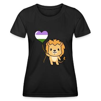 Ballon Lion Genderqueer Pride - T-shirt sport Femme - noir - Devant - AI Model Female 172 light (172cm)