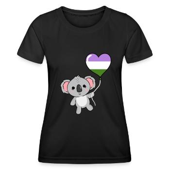 Koala Heart Balloon Genderqueer Pride - T-shirt sport Femme - noir - Devant - AI Model Female 172 light (172cm)