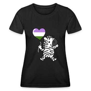 Zebra Herzballon Genderqueer Pride - Frauen Funktions-T-Shirt - Schwarz - Vorne - AI Model Female 172 light (172cm)