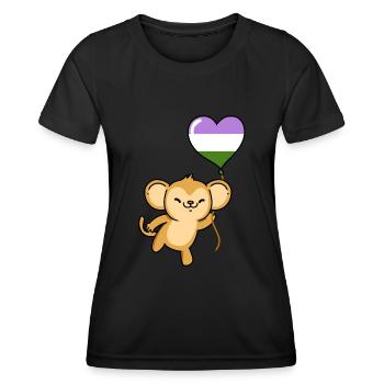 Affe Herzballon Genderqueer Pride - Frauen Funktions-T-Shirt - Schwarz - Vorne - AI Model Female 172 light (172cm)