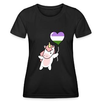 Unicorn Heart Balloon Genderqueer Pride - T-shirt sport Femme - noir - Devant - AI Model Female 172 light (172cm)