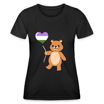 Teddy Bear Balloon Genderqueer Pride - T-shirt sport Femme - noir - Devant - AI Model Female 172 light (172cm)