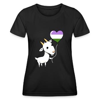Ziege Herzballon Genderqueer Pride - Frauen Funktions-T-Shirt - Schwarz - Vorne - AI Model Female 172 light (172cm)