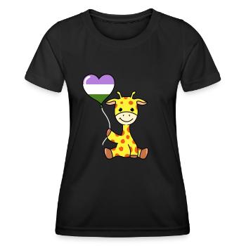 Girafe avec ballon de fierté Genderqueer - T-shirt sport Femme - noir - Devant - AI Model Female 172 light (172cm)