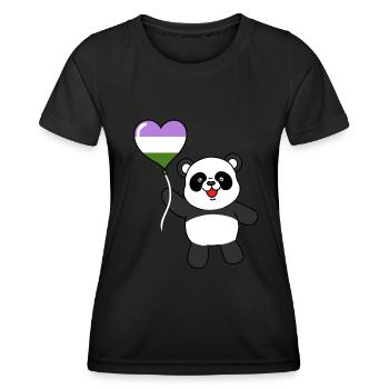 Panda Genderqueer Pride Herzballon - Frauen Funktions-T-Shirt - Schwarz - Vorne - AI Model Female 172 light (172cm)