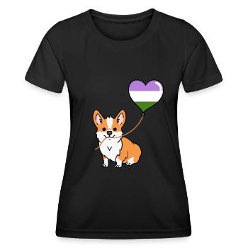 Corgi avec ballon Genderqueer - T-shirt sport Femme - noir - Devant - AI Model Female 172 light (172cm)