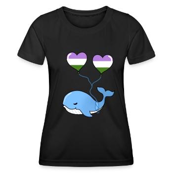 Ballon Whale Heart Genderqueer - T-shirt sport Femme - noir - Devant - AI Model Female 172 light (172cm)