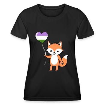 Fuchs Herzballon Genderqueer Pride - Frauen Funktions-T-Shirt - Schwarz - Vorne - AI Model Female 172 light (172cm)