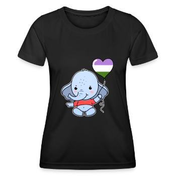 Elephant Heart Balloon Genderqueer - T-shirt sport Femme - noir - Devant - AI Model Female 172 light (172cm)