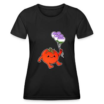 Tomate Balloon Genderqueer Pride - T-shirt sport Femme - noir - Devant - AI Model Female 172 light (172cm)