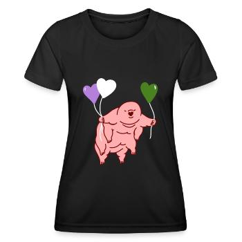 Bärtierchen Herzballon Genderqueer Pride - Frauen Funktions-T-Shirt - Schwarz - Vorne - AI Model Female 172 light (172cm)
