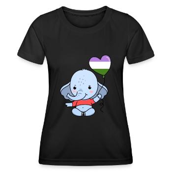 Elefant Herzballon Genderqueer Pride - Frauen Funktions-T-Shirt - Schwarz - Vorne - AI Model Female 172 light (172cm)