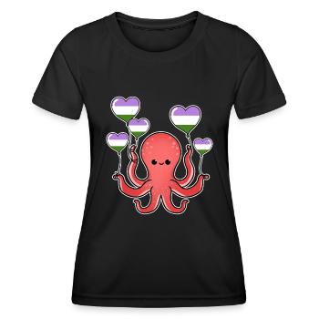 Octopus Balloon Genderqueer Pride - T-shirt sport Femme - noir - Devant - AI Model Female 172 light (172cm)