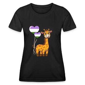 Giraffe Herzballon Genderqueer Pride - Frauen Funktions-T-Shirt - Schwarz - Vorne - AI Model Female 172 light (172cm)