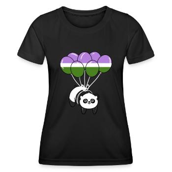 Panda Balloon Genderqueer Pride - T-shirt sport Femme - noir - Devant - AI Model Female 172 light (172cm)