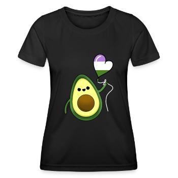 Avocado Herzballon Genderqueer Pride - Frauen Funktions-T-Shirt - Schwarz - Vorne - AI Model Female 172 light (172cm)