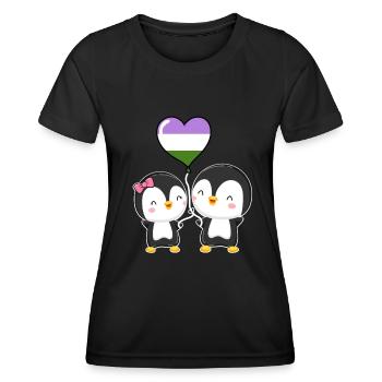 Genderqueer Pride Penguin Paire - T-shirt sport Femme - noir - Devant - AI Model Female 172 light (172cm)
