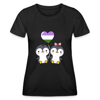Couple de pingouins Genderqueer Pride - T-shirt sport Femme - noir - Devant - AI Model Female 172 light (172cm)