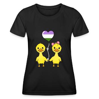 Couple de canards Genderqueer Pride - T-shirt sport Femme - noir - Devant - AI Model Female 172 light (172cm)