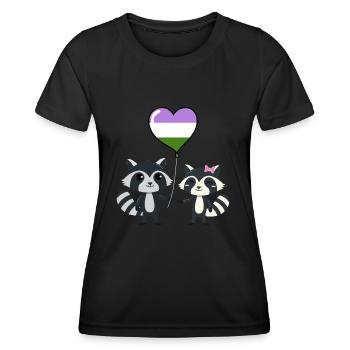 Raccoon pair Genderqueer Pride - Women's Functional T-Shirt - black - Front - AI Model Female 172 light (172cm)