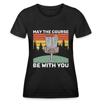 Disc golfer Throwing disc Frisbee - Women's Functional T-Shirt - black - Front - AI Model Female 172 light (172cm)