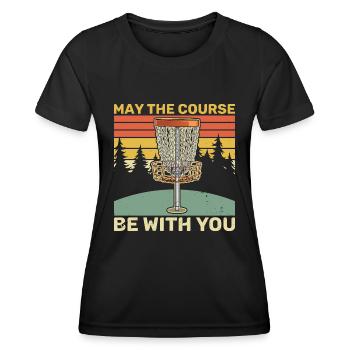 Disc golfer Throwing disc Frisbee - Women's Functional T-Shirt - black - Front - AI Model Female 172 light (172cm)