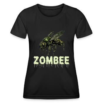 Zombee Halloween Horror Monster Zombie Biene Blume - Frauen Funktions-T-Shirt - Schwarz - Vorne - AI Model Female 172 light (172cm)