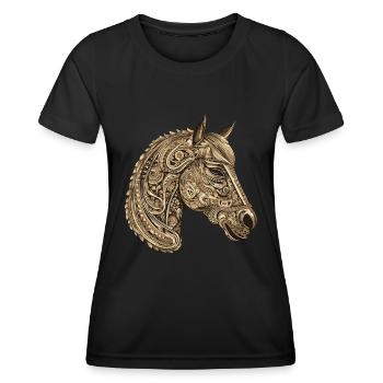 Pferd Portrait - Frauen Funktions-T-Shirt - Schwarz - Vorne - AI Model Female 172 light (172cm)