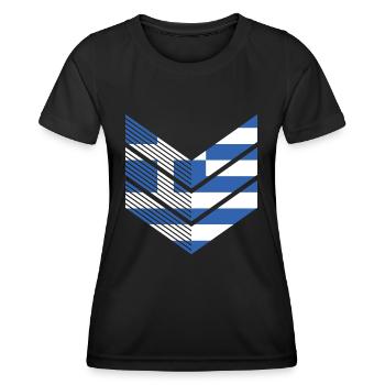 Griechenland Flagge Hellas Athen Griechische Fahne - Frauen Funktions-T-Shirt - Schwarz - Vorne - AI Model Female 172 light (172cm)