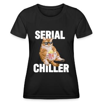 Lazy Cat Funny - Refroidisseur en série - T-shirt sport Femme - noir - Devant - AI Model Female 172 light (172cm)