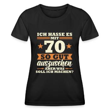 70 Jahre Spruch lustig 70 Geburtstag Geschenk - Frauen Funktions-T-Shirt - Schwarz - Vorne - AI Model Female 172 light (172cm)