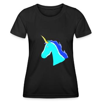 Einhorn Unicorn Geschenk Idee Blau Horn Schweif - Frauen Funktions-T-Shirt - Schwarz - Vorne - AI Model Female 172 light (172cm)