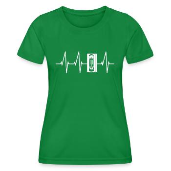 VHS Retro Herzschlag - Frauen Funktions-T-Shirt - Kelly Green - Vorne - AI Model Female 172 dark (172cm)