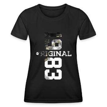 43E ANNIVERSAIRE ORIGINAL DE 1983 - T-shirt sport Femme - noir - Devant - AI Model Female 172 light (172cm)
