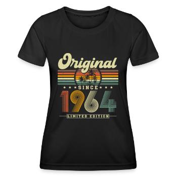 1964 Jahrgang Vintage Retro Geburtstag Geschenk - Frauen Funktions-T-Shirt - Schwarz - Vorne - AI Model Female 172 light (172cm)