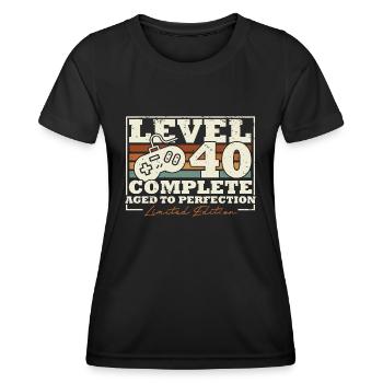 40. Geburtstag Level 40 Complete 40 Jahre Geschenk - Frauen Funktions-T-Shirt - Schwarz - Vorne - AI Model Female 172 light (172cm)