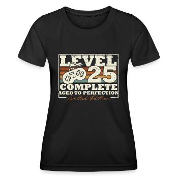 25 anniversaire Niveau 25 Cadeau complet de 25 ans - T-shirt sport Femme - noir - Devant - AI Model Female 172 light (172cm)