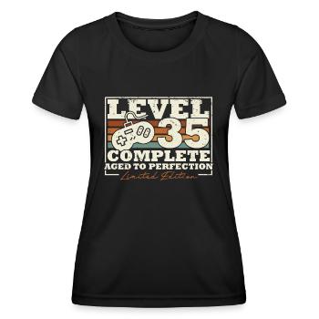 35 Geburtstag Level 35 Complete 35 Jahre Geschenk - Frauen Funktions-T-Shirt - Schwarz - Vorne - AI Model Female 172 light (172cm)
