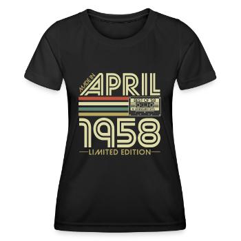Avril 1958 Naissance Anniversaire Vintage Rétro - T-shirt sport Femme - noir - Devant - AI Model Female 172 light (172cm)