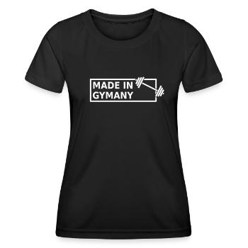 Made In Gymany Gym Workout Fitness - Frauen Funktions-T-Shirt - Schwarz - Vorne - AI Model Female 172 light (172cm)