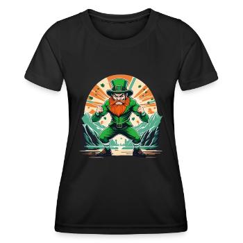 St. Patrick's Day Kleeblatt Kobold - Frauen Funktions-T-Shirt - Schwarz - Vorne - AI Model Female 172 light (172cm)