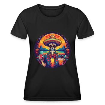 5 de Mayo Party Drinko de Mayo Sugar Skull Drink - Women's Functional T-Shirt - black - Front - AI Model Female 172 light (172cm)