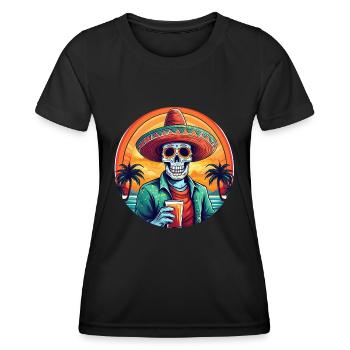 5 de Mayo Party Drinko de Mayo Sugar Skull Drink - Women's Functional T-Shirt - black - Front - AI Model Female 172 light (172cm)