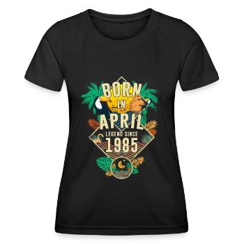 1985 Birthday April Retro Palme Legend Since - Women's Functional T-Shirt - black - Front - AI Model Female 172 light (172cm)