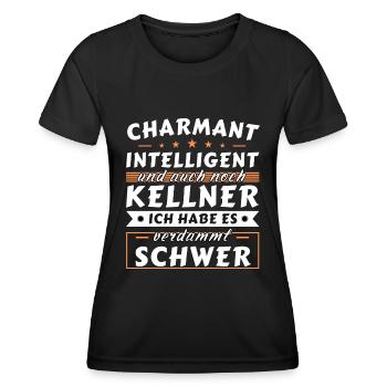 Charmant und intelligent - Kellner Edition - Frauen Funktions-T-Shirt - Schwarz - Vorne - AI Model Female 172 light (172cm)