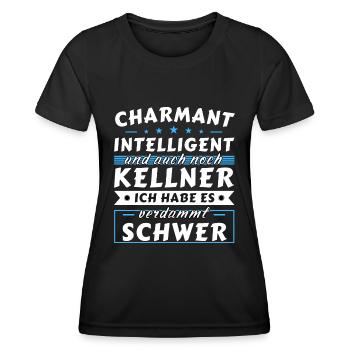 Charmant und intelligent - Kellner Edition - Frauen Funktions-T-Shirt - Schwarz - Vorne - AI Model Female 172 light (172cm)