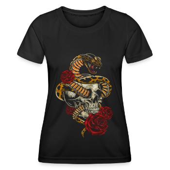 Skull Hardrock Biker - T-shirt sport Femme - noir - Devant - AI Model Female 172 light (172cm)