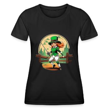 St. Patrick's Day Shamrock Fencing - Women's Functional T-Shirt - black - Front - AI Model Female 172 light (172cm)