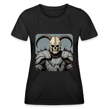 Viking warrior with skull mask and horns - Women's Functional T-Shirt - black - Front - AI Model Female 172 light (172cm)