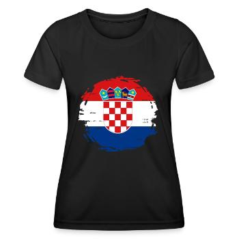 Kroatien Flagge Adria Zagreb Kroatische Fahne - Frauen Funktions-T-Shirt - Schwarz - Vorne - AI Model Female 172 light (172cm)